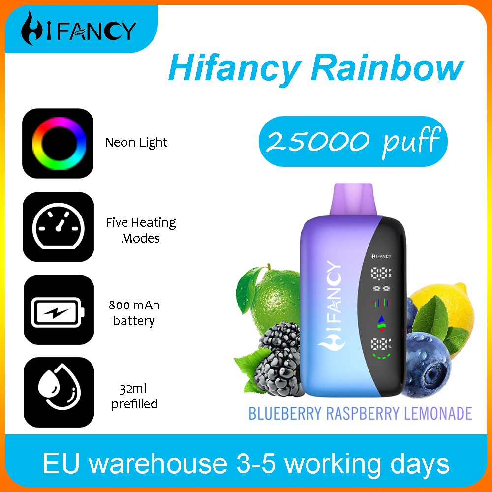 Disposable vape Hifancy Rainbow 25000 Blueberry Raspberry Lemonade
